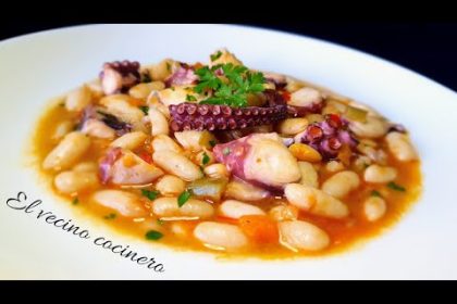 Receta de alubias con pulpo cocido