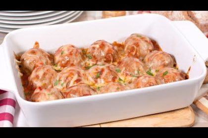 Receta de albóndigas rellenas de queso al horno