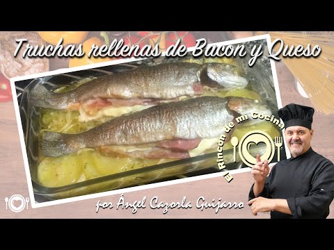 Receta de truchas rellenas y vinagreta templada de almendras