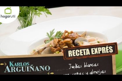 Receta de alubias blancas con setas y almejas