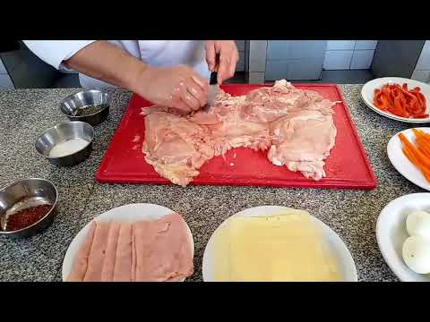 Receta de arrollado de pollo con jamón y queso