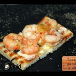 Receta de tosta de gulas y gambas