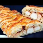 Receta de trenza de hojaldre rellena de pollo