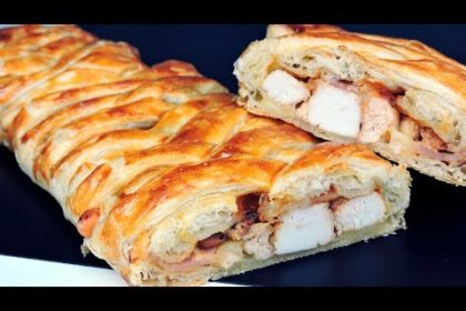 Receta de trenza de hojaldre rellena de pollo