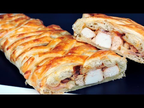 Receta de trenza de hojaldre rellena de pollo