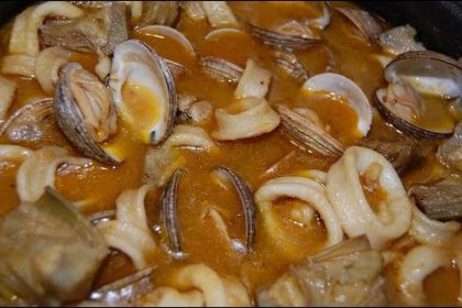 Receta de alcachofas con almejas y calamares