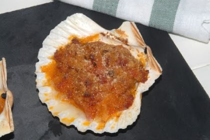 Receta de vieiras con salsa de berros