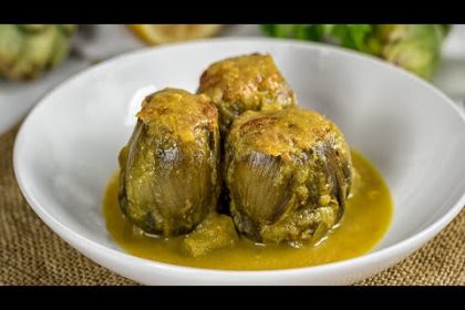 Receta de alcachofas rellenas de jamón y queso