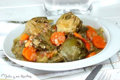 Receta de alcachofas con verduras