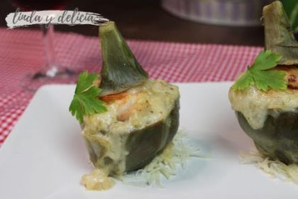 Receta de alcachofas rellenas de gambas