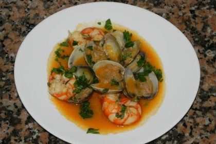 Receta de almejas con gambas