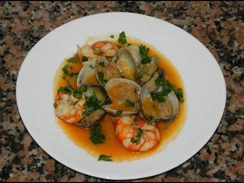 Receta de almejas con gambas