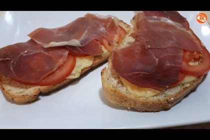 Receta de tostas de jamón serrano y queso