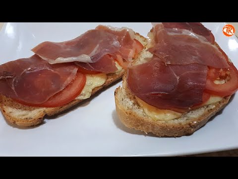 Receta de tostas de jamón serrano y queso