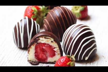 Receta de trufas de chocolate con fresas