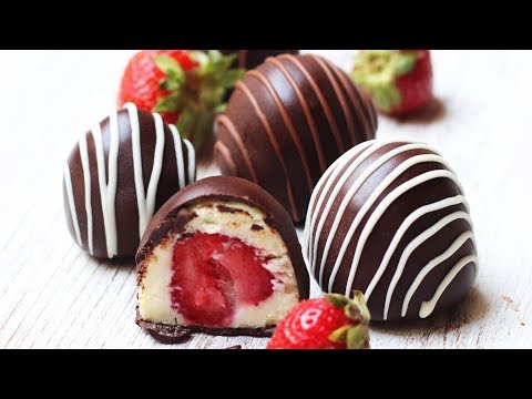 Receta de trufas de chocolate con fresas