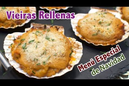 Receta de vieiras rellenas de merluza y gambas