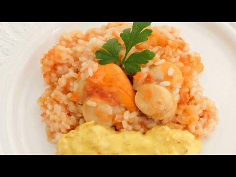 Receta de vieiras con arroz suflé y puré de apionabo