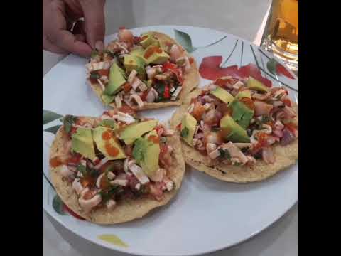 Receta de tostadas de surimi con camarón