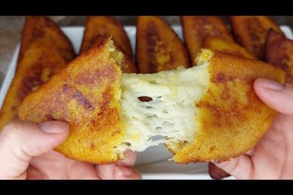 Receta de tortitas de plátano macho rellenas