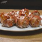 Receta de albóndigas envueltas en tocino al horno