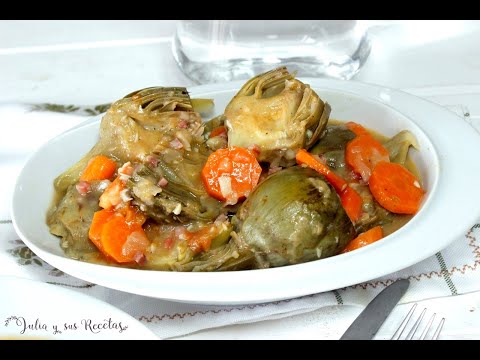 Receta de alcachofas con zanahorias guisadas