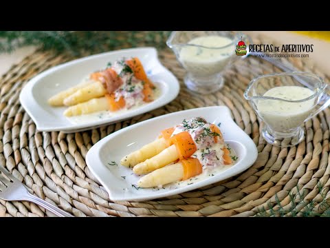 Receta de tostadas de espárragos de navarra con salmón ahumado